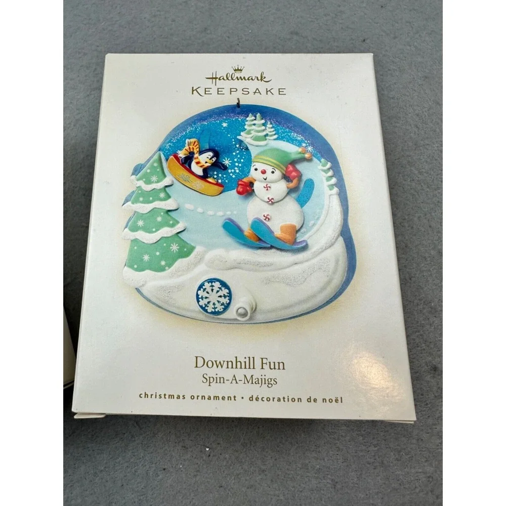 2008 Hallmark Keepsake Ornaments Set of 2‎ Spin-A-Majigs Downhill Fun Snowball
